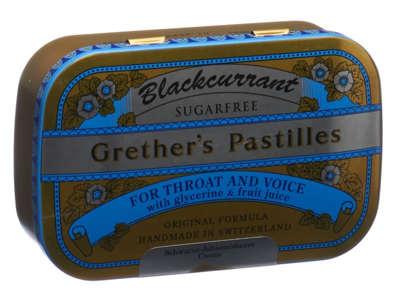 Grethers Blackcurrant pastilles sans sucre bte 110 g