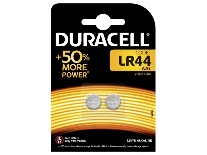 Duracell pile pour montre+calculateur LR44 1.5V 2 pce