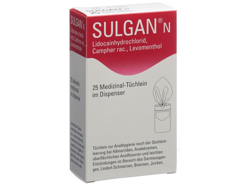 Sulgan-N lingettes médicinales en dispenseur 25 pce