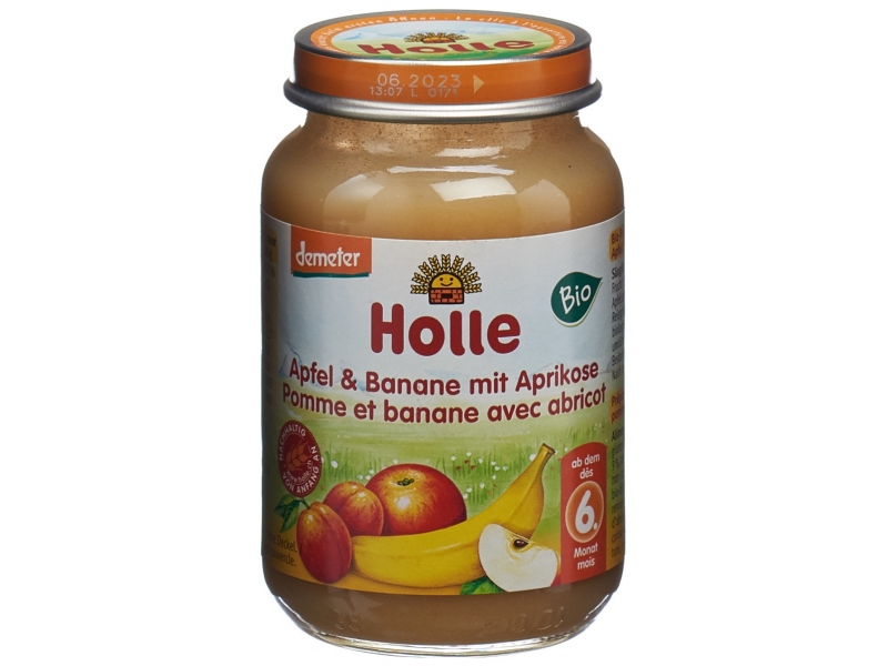 Holle pomme et banane avec abricot demeter bio 190 g