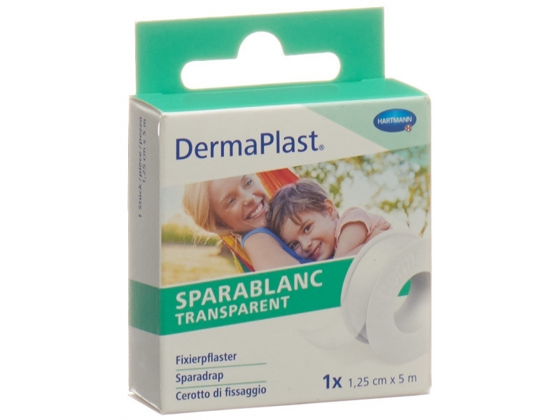 Dermaplast sparablanc transparent 1.25cmx5m blanc