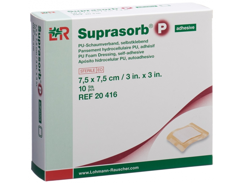 Suprasorb P pansement en mousse 7.5x7.5cm adhésif 10 pce