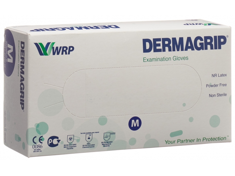 Dermagrip Untersuchungs-Handschuhe Latex M unsteril 100 Stk
