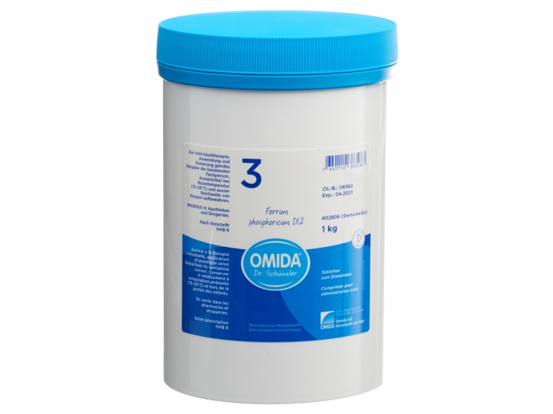 Omida Schüssler Nr3 Ferrum phosphoricum Tabl D 12 Ds 1000 g