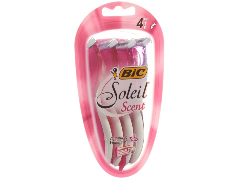 BiC Soleil Scent 3-Klingenrasierer für die Frau mit parfümiertem Griff, rosa-violette Farben assortiert 4 Stk