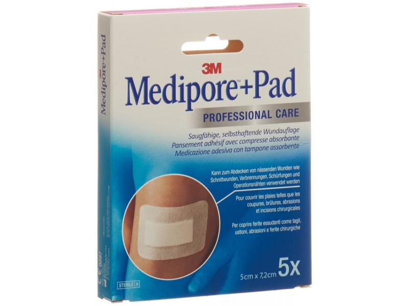 3M Medipore+Pad 5x7.2cm compresse 2.8x3.8cm 5 pce