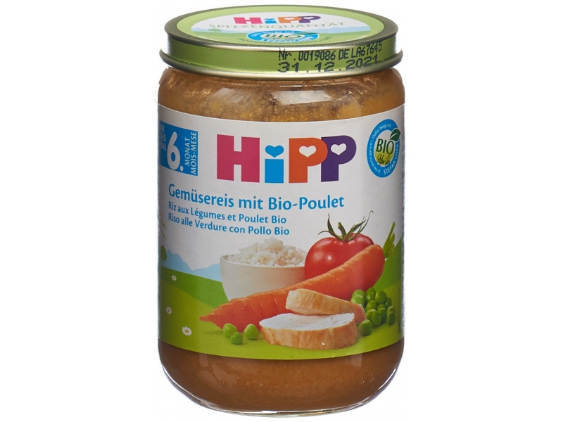 Hipp Gemüsereis mit Bio-Poulet Glas 190 g