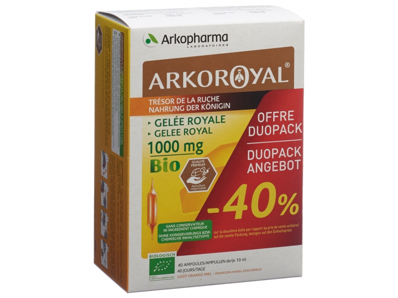 Arkoroyal gelée royale amp buv 1000 mg duo 2 x 20 pce