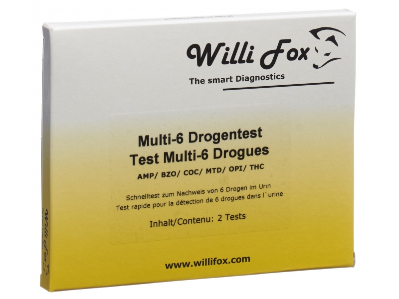 Willi Fox test de drogue cassette multi 6 paramètres urine 2 pce