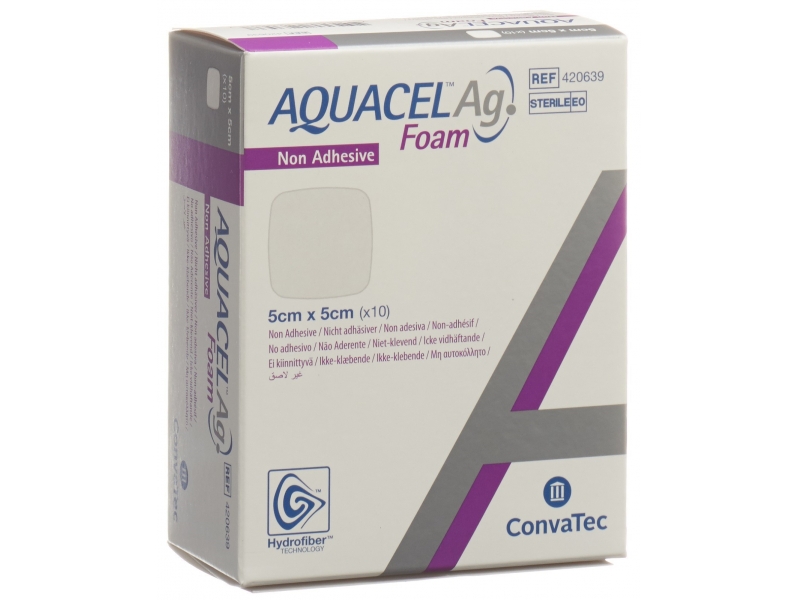 AQUACEL Ag Foam pansement souple non-adhésif 5x5cm 10 pce