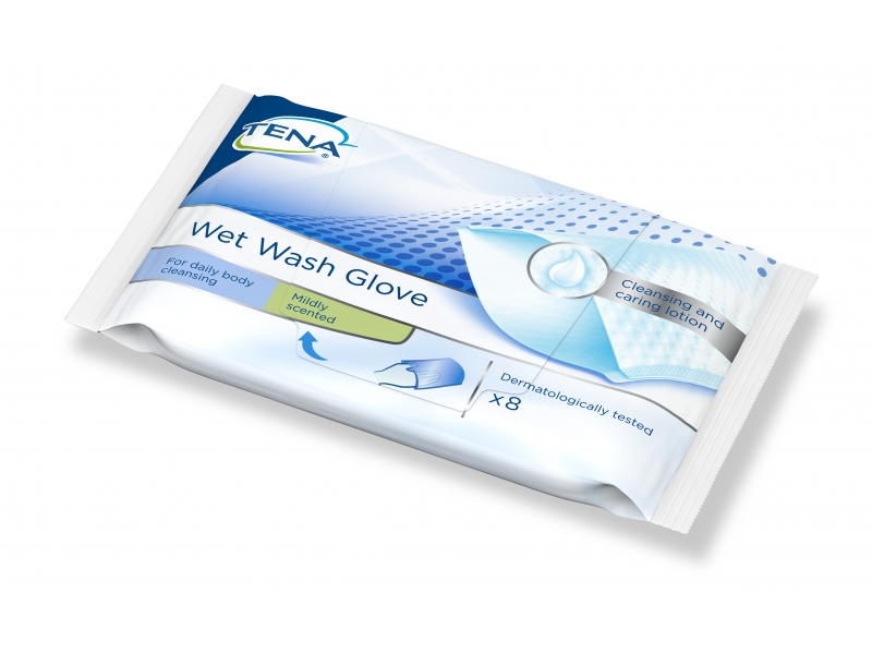 TENA Wet Wash Glove parfumé 8 pce