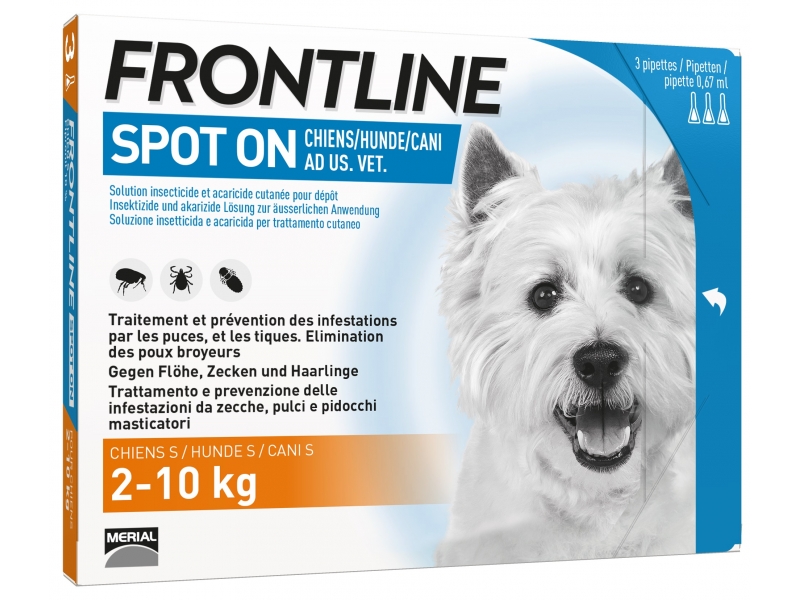 Frontline spot on chien S liste D 3 x 0.67 ml