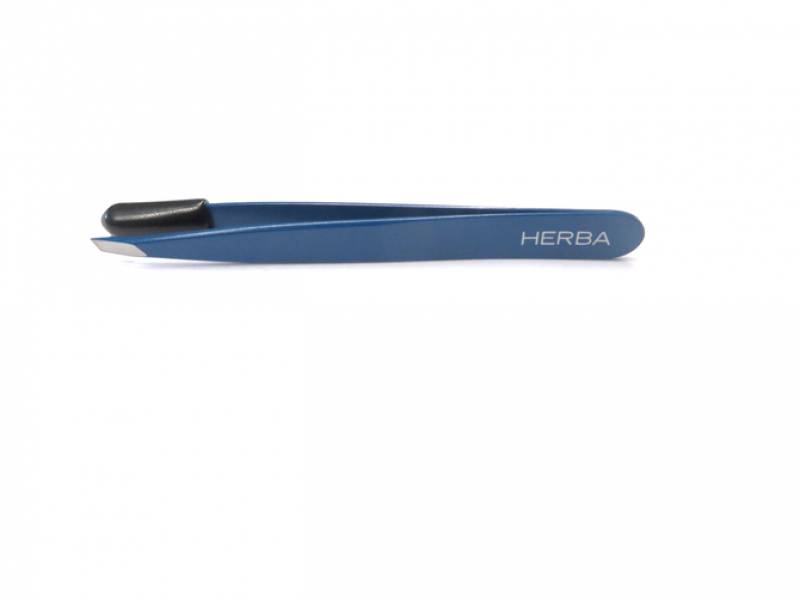 Herba Pinzette schräg Inox blau
