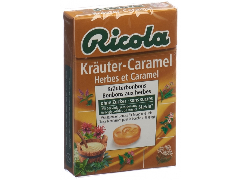 Ricola herbes et caramel sans sucre avec stevia box 50 g