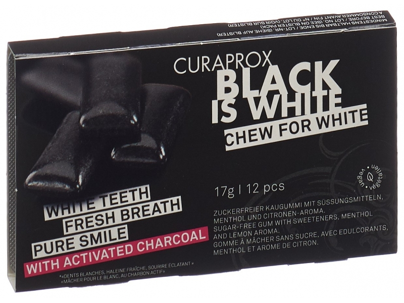 Curaprox Black is White gomme à mâcher blist 12 pce