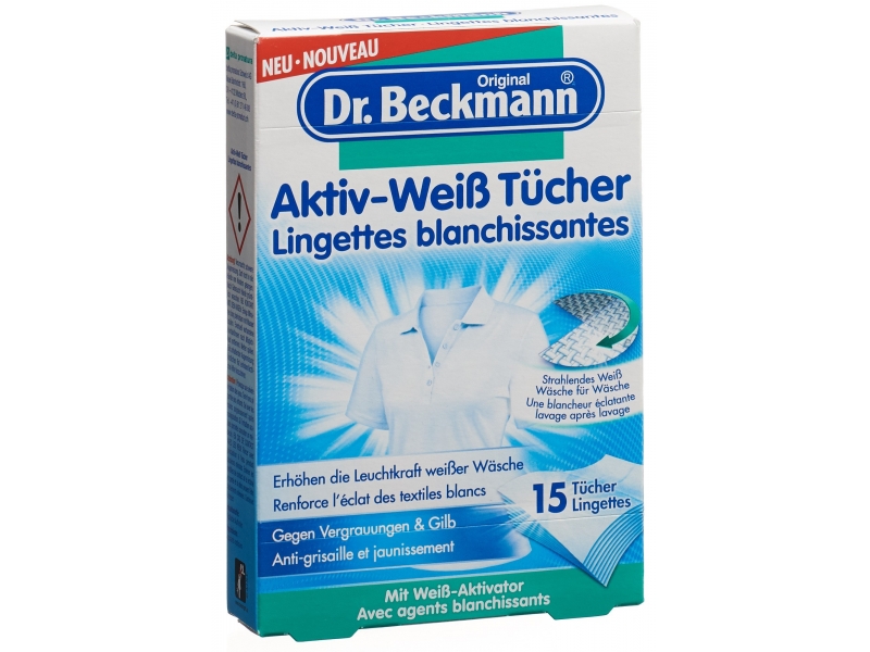 Dr Beckmann Lingettes blanchissantes 15 pce