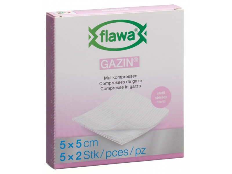 Flawa Gazin Compresse pliées 5x5cm stérile 5 x 2 pce