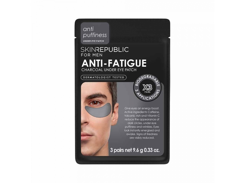 skin republic Men's Anti-Fatigue Charcoal Under Eye Patch 3 paire