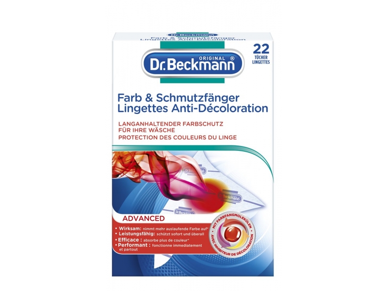 Dr Beckmann Lingettes anti-décoloration à microfibre + inhibiteur de décoloration 22 pce