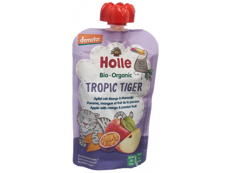 Holle Tropic Tiger - pouchy pomme mangue et fruit de la passion 100 g