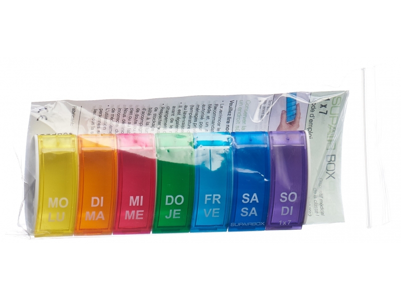 Supairbox 1x7 Wochendispenser deutsch/französisch rainbow