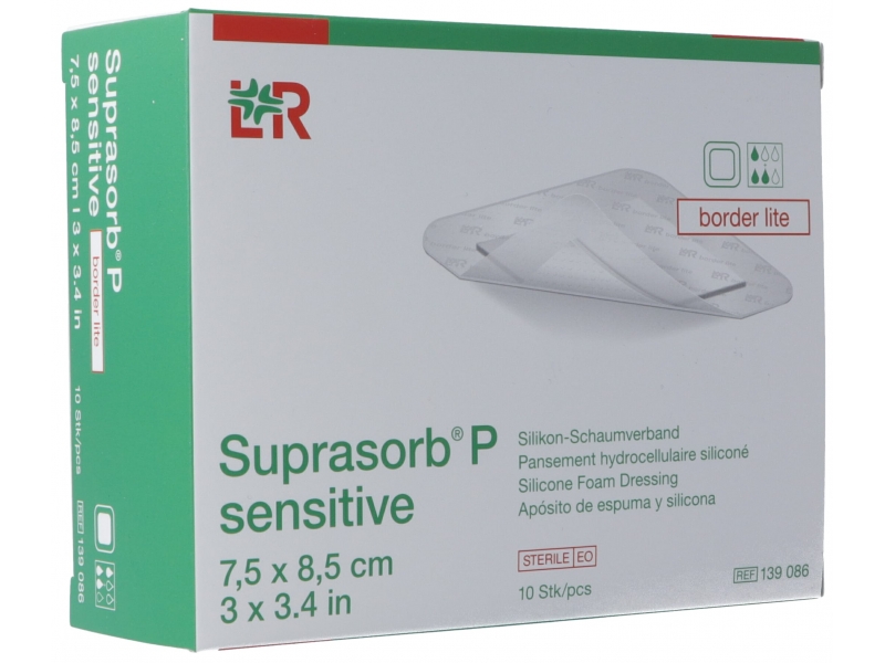 Suprasorb P sensitive border lite 7.5x8.5cm 10 pce
