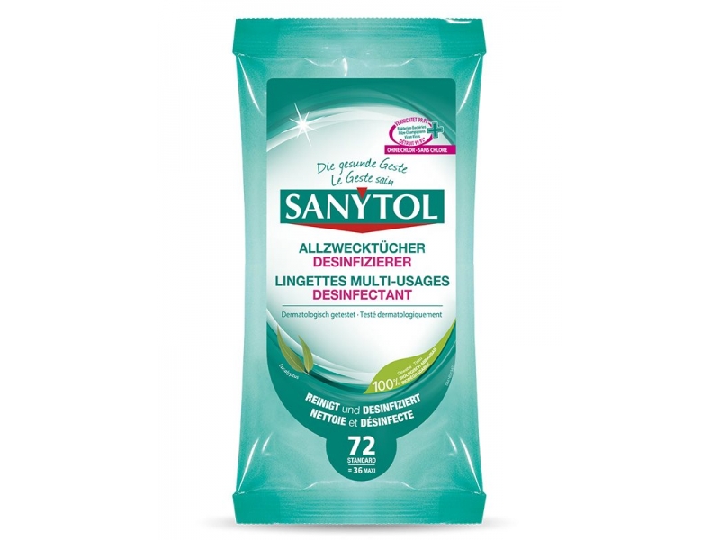 Sanytol lingettes multi-usages désinfectant sach 72 pce