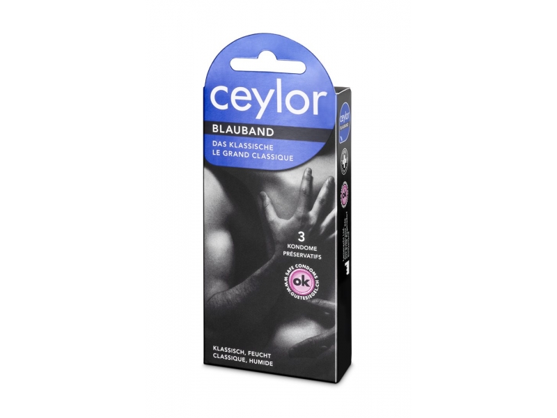 Ceylor Bande bleue préservatif avec réservoir 3 pce