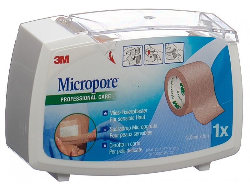 3M Micropore Vlies sparadrap avec dispenser 25mmx5m chair