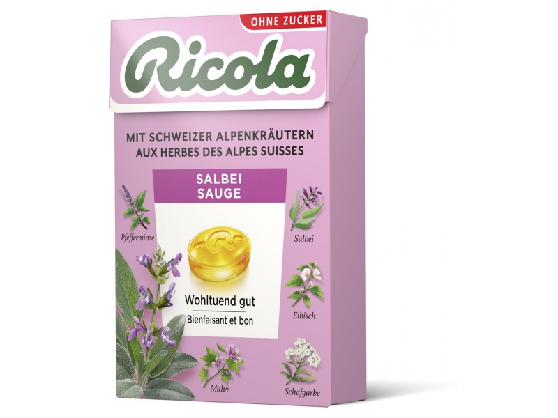 Ricola sauge bonbons aux herbes sans sucre avec stevia box 50 g
