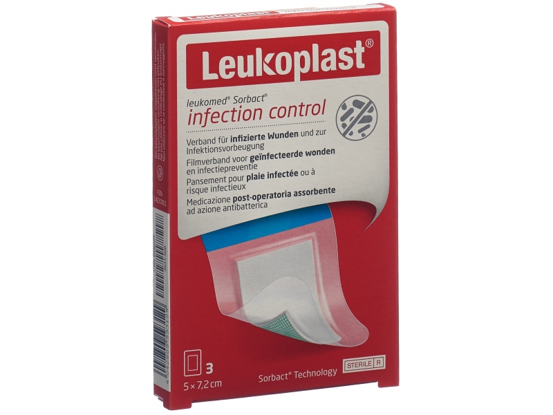 Leukoplast Leukomed Sorbact 7.2x5cm 3 pce