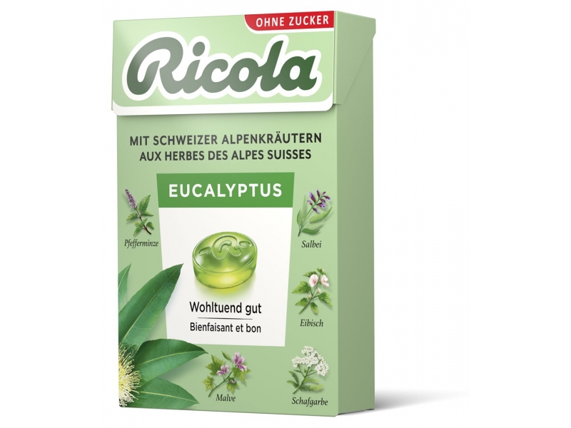 Ricola eucalyptus bonbons sans sucre avec stevia box 50 g