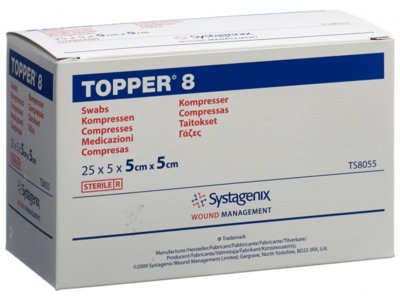 Topper 8 compresses NW 5x5cm stériles 25 x 5 pce