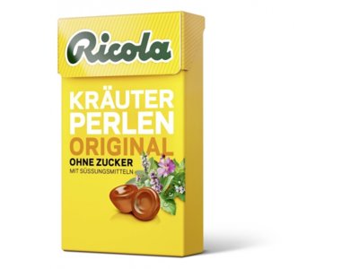 Ricola Kräuter Perlen Original Bonbon ohne Zucker Box 25 g