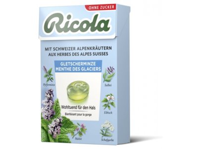 Ricola menthe des glaciers bonbons aux herbes sans sucre avec stevia box 50 g