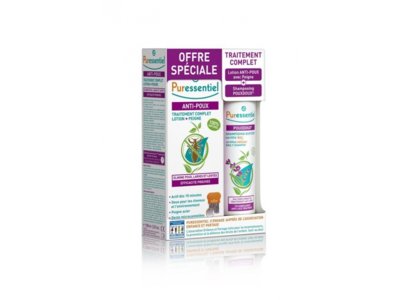 Puressentiel Coffret lotion anti-poux avec peigne + shampoing quotidien Pouxdoux bio