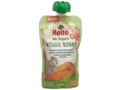 Holle Veggie Bunny - pouchy carotte patate douce et petit pois 100 g