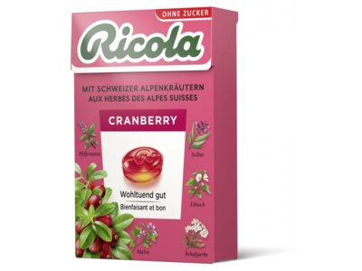 Ricola cranberry bonbons aux herbes sans sucre avec stevia box 50 g