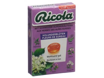 Ricola fleurs de sureau bonbons sans sucre avec stevia box 50 g