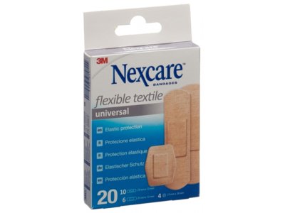 3M Nexcare pansements flexible textile universel 3 tailles assorties 20 pce