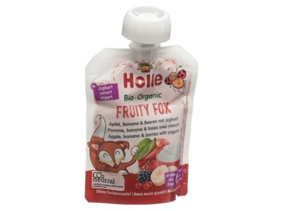 Holle Fruity Fox pomme banane & baies avec yaourt sach 85 g