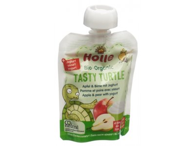 Holle Tasty Turtle pomme & poire avec yaourt sach 85 g