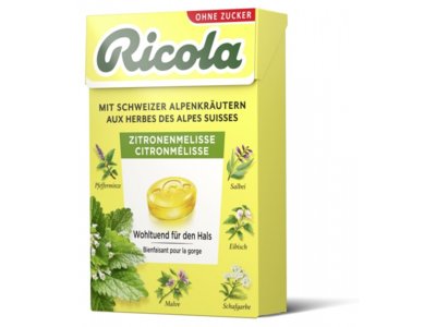 Ricola citron mélisse bonbons sans sucre avec stevia box 50 g